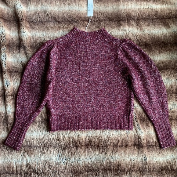 Rebecca Taylor Soft Tweed Cable Pullover Bordeaux - Picture 3 of 8